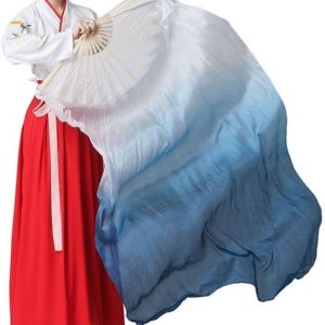 1 par (izquierda y derecha) para mujer, abanico de seda real para danza del vientre, 4.9 ft de seda para danza del vientre, velos de bambú para 1 par (izquierda y derecha) para mujer, abanico de seda real para danza del vientre, 4.9 ft de seda para danza del vientre, velos de bambú para