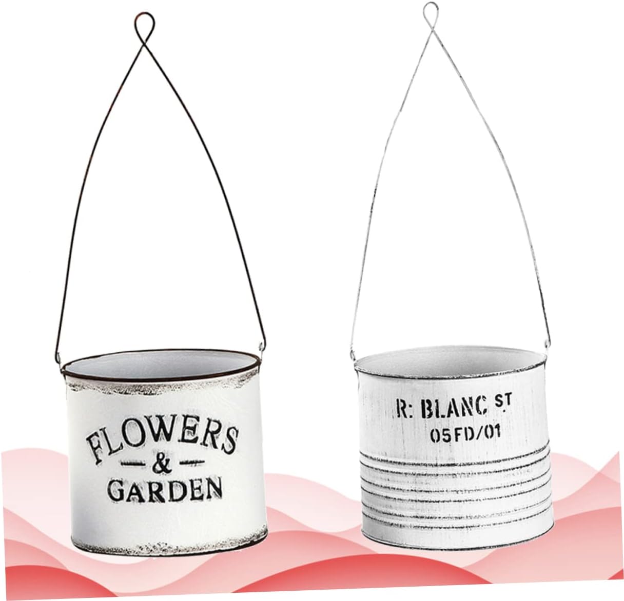 Cabilock Maceta de hierro forjado, maceta colgante de hojalata, soporte para plantas montadas en la pared, decoración de puerta, maceta al aire