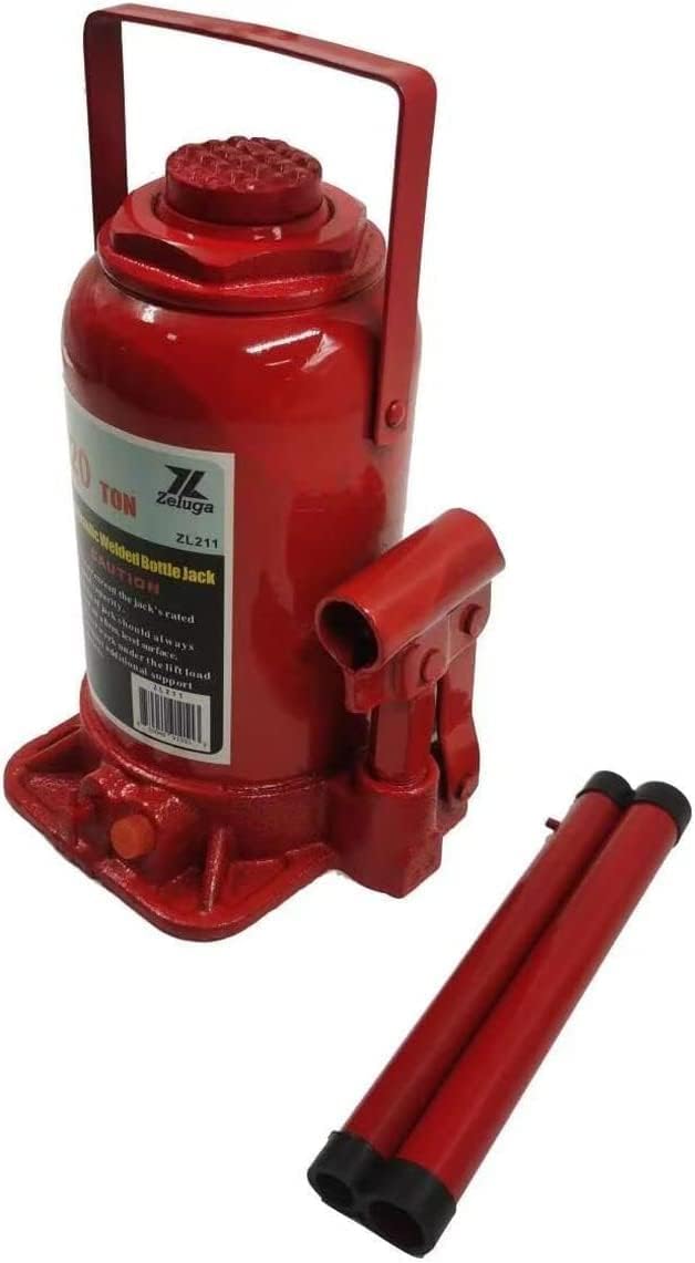 Zeluga ZL211 20 toneladas 40,000 libras capacidad hidráulica soldada botella Jack, rojo