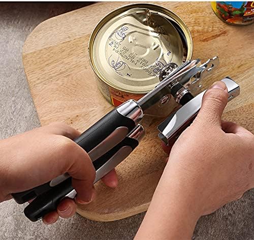 Abrelatas con imán, abrelatas manual, abrelatas de mano con borde liso de hoja afilada, abrelatas de mano con perilla grande que ahorra esfuerzo,