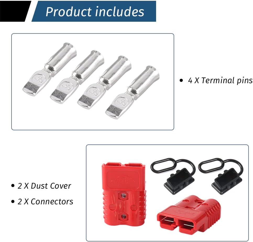 KEDAKEJI Cable de batería 175A 2-4 AWG, conexión rápidadesconexión de cabrestante de remolque, sistemas de conexión rápida para cabrestante de
