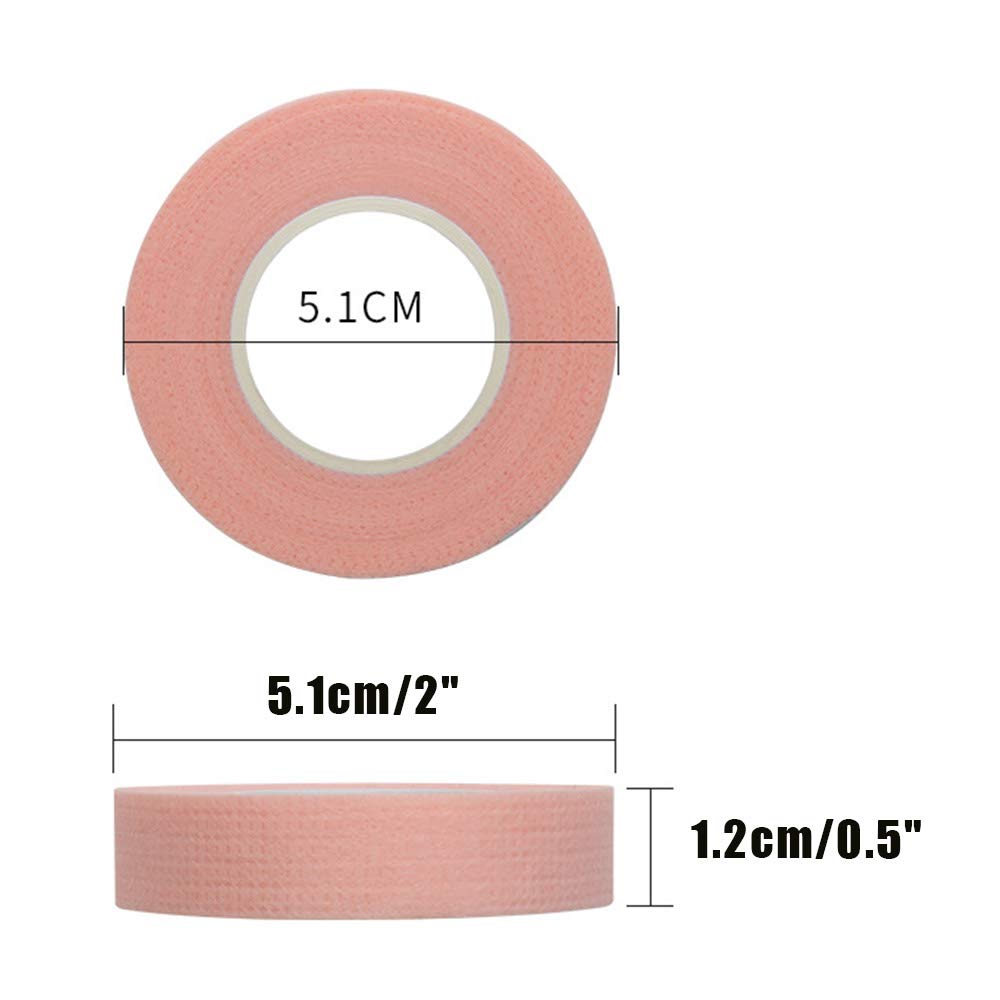 6 rollos de cinta médica de microporos de polietileno para extensiones individuales de pestañas, 12 pulgadas x 10 yardas, paquete individual (rosa)