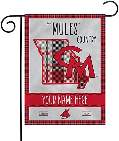 Rico Industries NCAA Central Missouri Mules This is Mules Country – Bandera de jardín personalizada con diseño a cuadros
