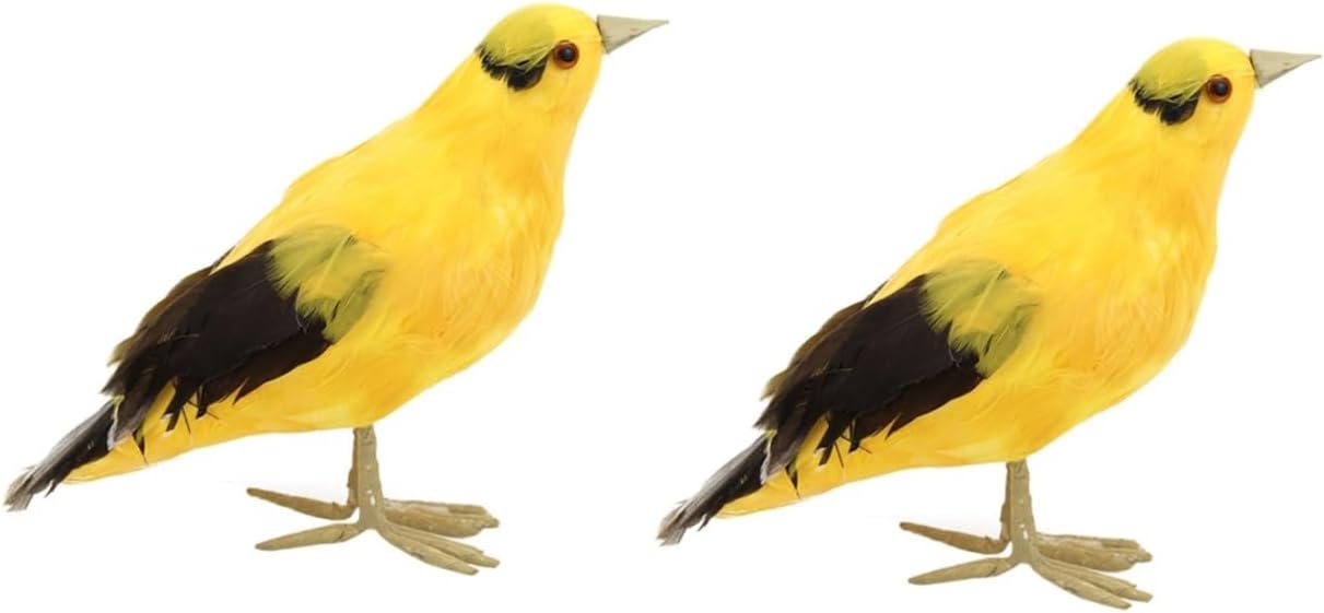 YARNOW 2 piezas de simulación de pájaro amarillo artificial decoración de pájaro realista adorno de mesa artificial para pájaros de espuma