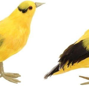YARNOW 2 piezas de simulación de pájaro amarillo artificial decoración de pájaro realista adorno de mesa artificial para pájaros de espuma YARNOW 2 piezas de simulación de pájaro amarillo artificial decoración de pájaro realista adorno de mesa artificial para pájaros de espuma