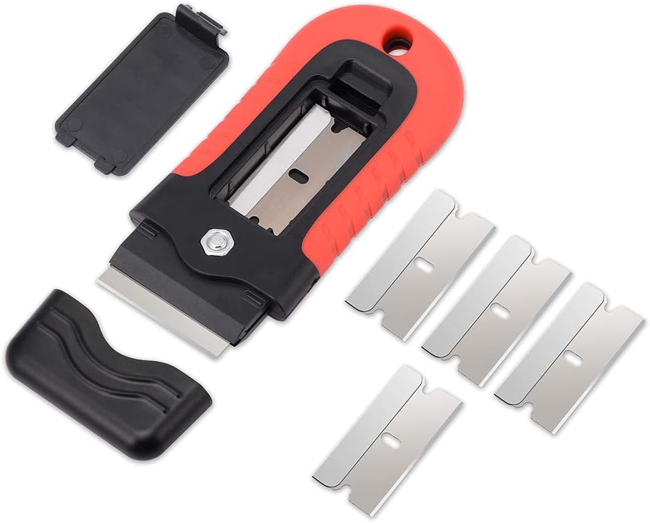 Gomake Removedor de pintura de pared de raspador de cuchilla de afeitar de plástico con cuchillas de plástico Ventana de coche de vidrio de madera