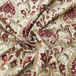 3 ColoresVersailles Damasco Chenille Brocado Jacquard Tela, Tapicería, Decoración, Disfraces, Oro, Marrón, Tela por The Yard (Rojo)