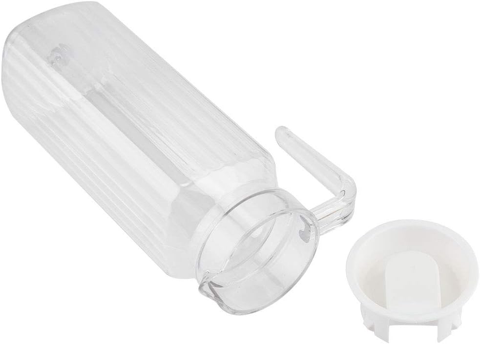Yctze – Jarra pequeña de vidrio transparente de acrílico, botella de jugo a rayas, agua fría, con tapa para bar y hogar (37.2 fl oz)
