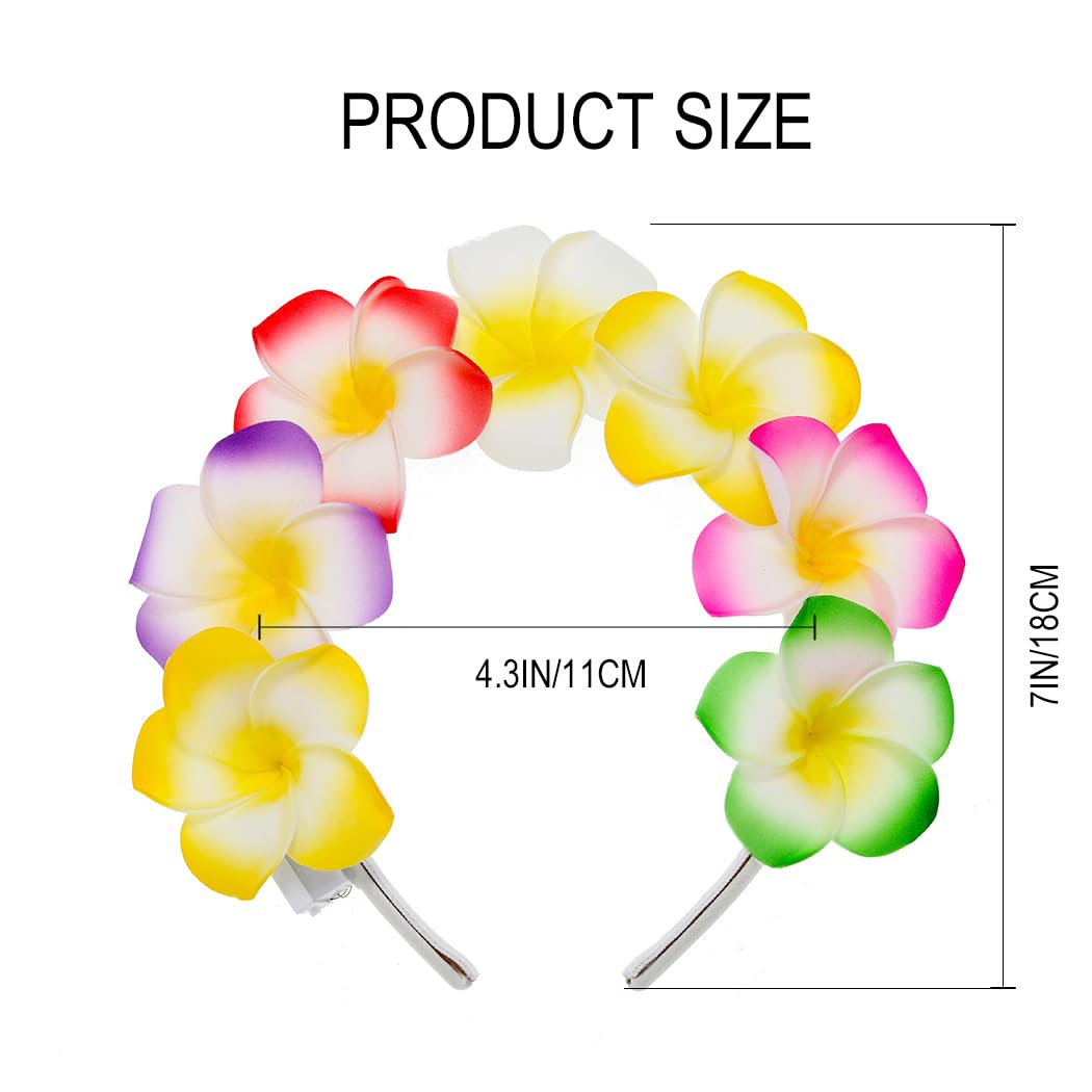 JAKAWIN Diademas de flores iluminadas LED Hawaii Plumeria Flowers Hairhoop Party Costume Accesorios para el cabello para mujeres y niñas (multicolor)
