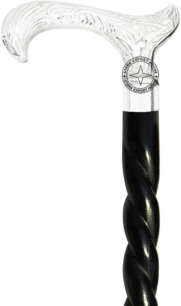 Bastón náutico de plata de níquel para hombres y mujeres, bastones y madera con mango de 37 pulgadas, palo de palisandro de madera natural, mejor