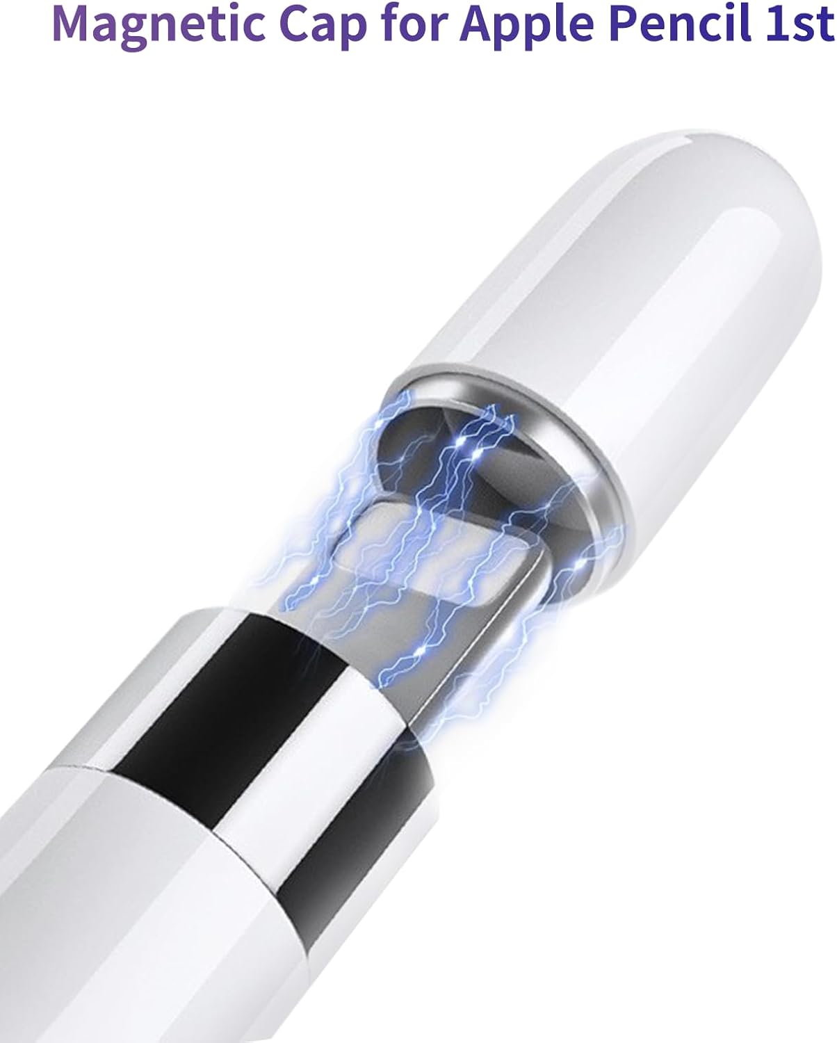 Tapa magnética, adaptador de carga, punta de repuesto y soporte para tapa, compatible con Apple Pencil 1 generación