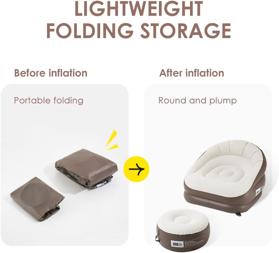 Sofá inflable de tamaño individual, silla inflable doble para adultos, tumbona inflable plegable, sofá de aire portátil para estar en interiores,