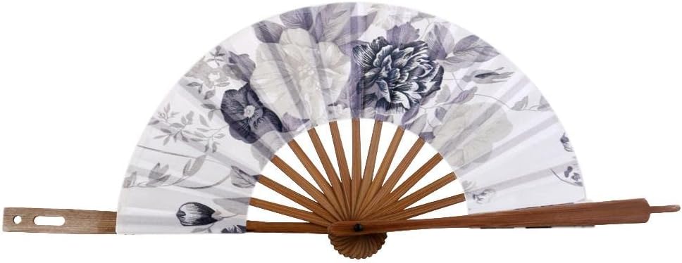 Abanico japonés Art Deco redondo de tela de seda de bambú ventilador plegable mano para mujeres boda fiesta decoración del hogar blanco
