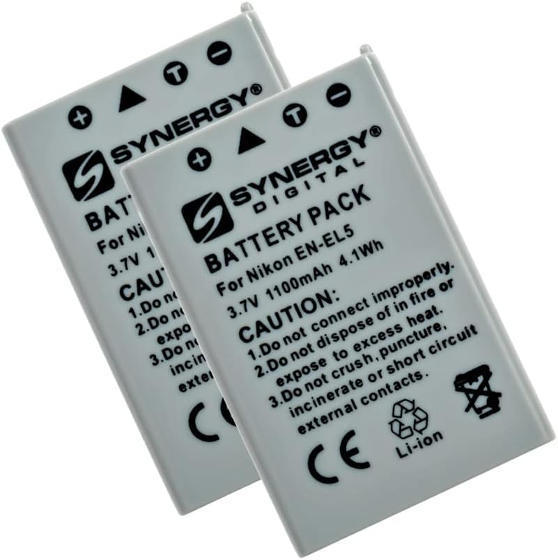 Synergy Digital Baterías para cámara, compatibles con cámara digital Nikon Coolpix P500, (li-ion, 3.7V, 1100 mAh), repuesto para batería Nikon