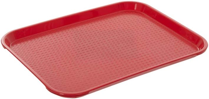Bandeja de comida rápida de 10 x 14 pulgadas, rectangular, de polipropileno, color rojo, para cafetería, comedor, restaurante, patios de comida