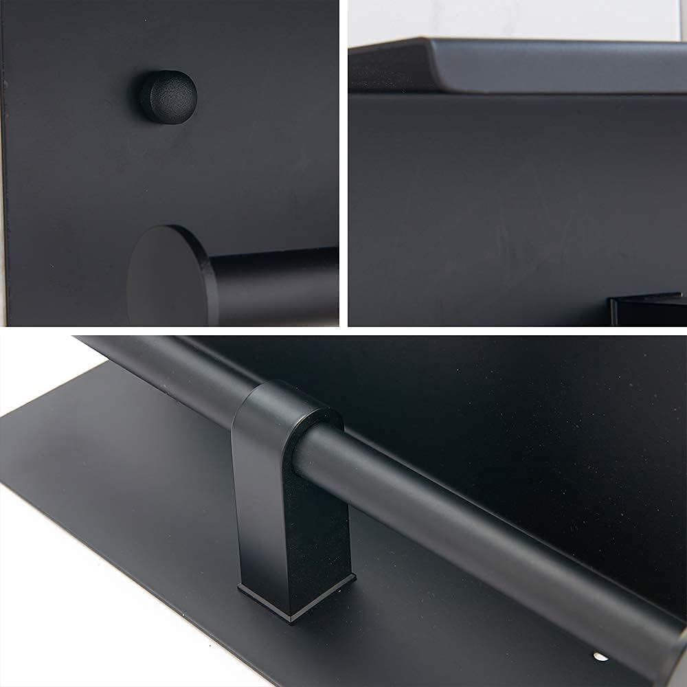 SUNTAI Soporte doble para papel higiénico con estante para teléfono, soporte moderno de acero inoxidable 304 para papel higiénico montado en la
