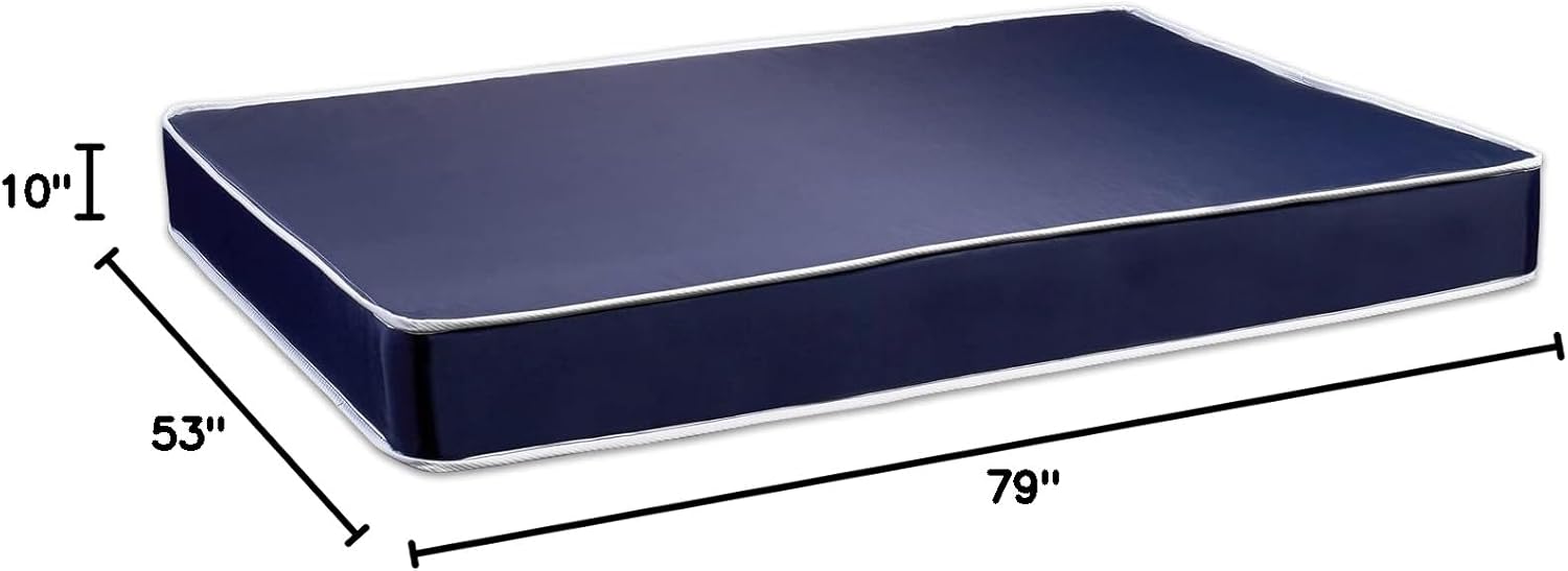 Greaton, Colchón de vinilo enrollado de espuma de doble cara, firmeza media, de 10 pulgadas, tamaño matrimonial XL, color azul