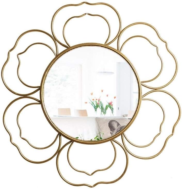 Decoración de pared de metal para el hogar, escultura simple y moderna rosa espejo colgante de pared de metal para colgar en la pared de moda para