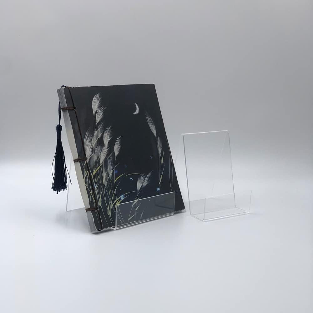 Soporte de acrílico transparente para libros con repisa, soporte de exhibición transparente para exhibir imágenes, libros, libros de cocina, menús,