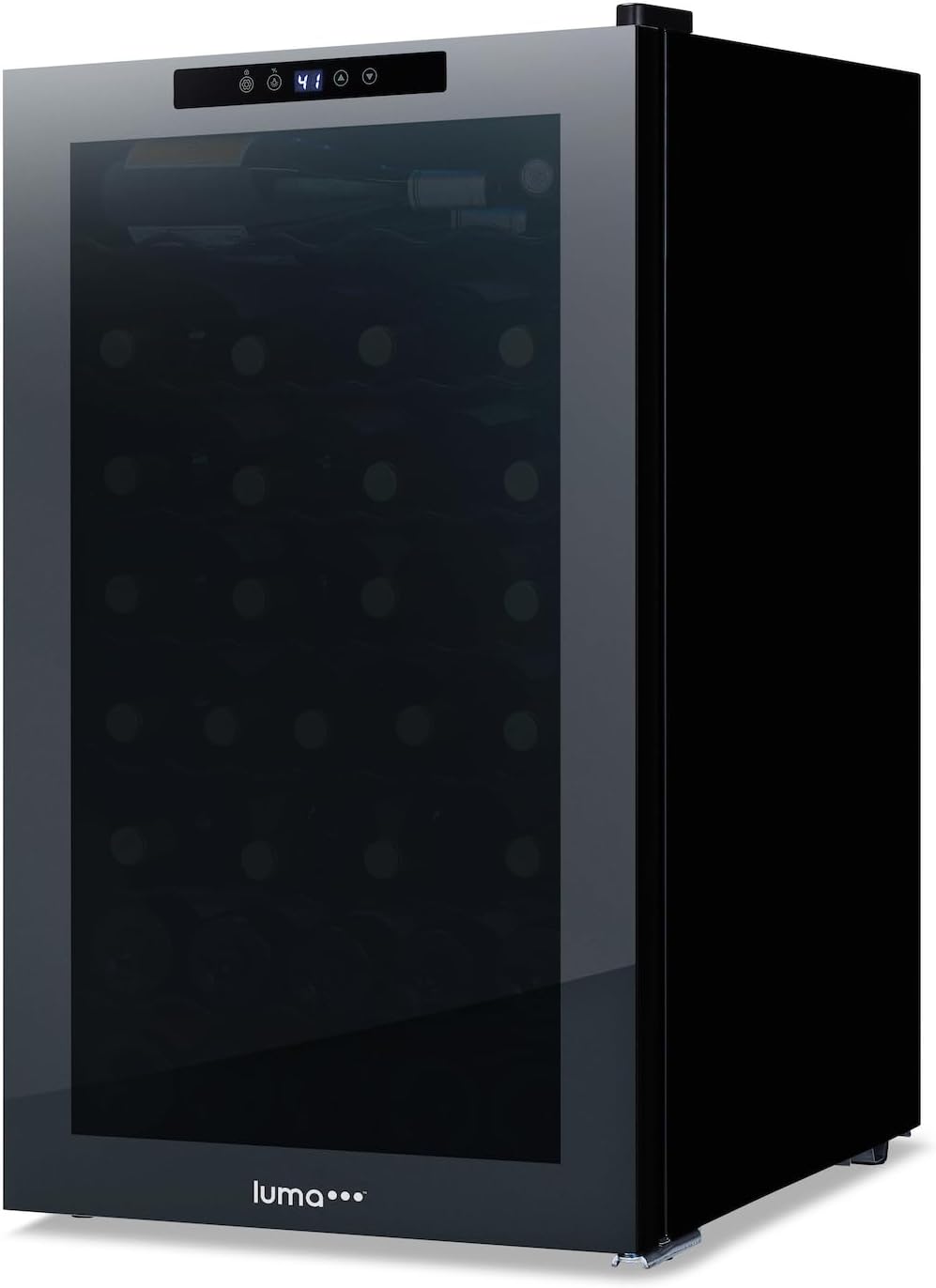 Shadow Series – Refrigerador de vino de 51 botellas, refrigerador de vino con espejo independiente con puerta de vidrio templado de doble capa y