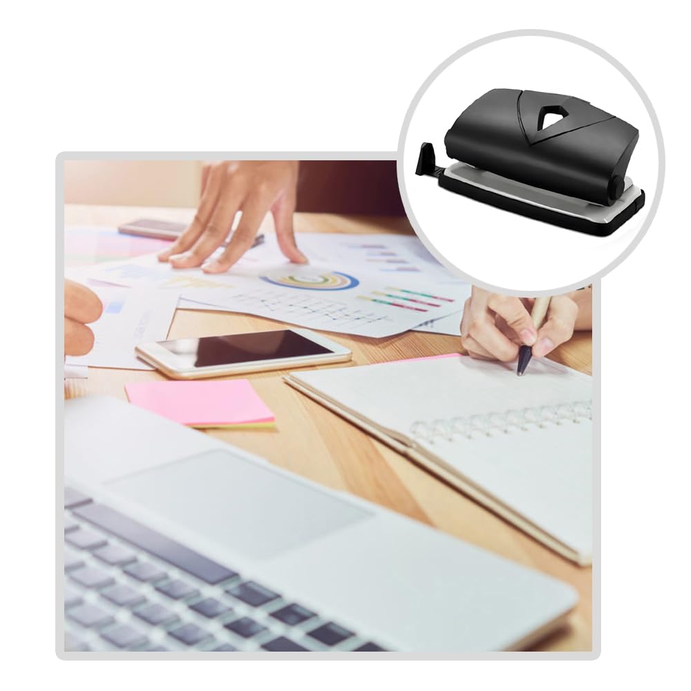 Perforadora de papel perforadora portátil de 2 agujeros, suministros de oficina en casa para tarjetas de visita, plásticos, papel