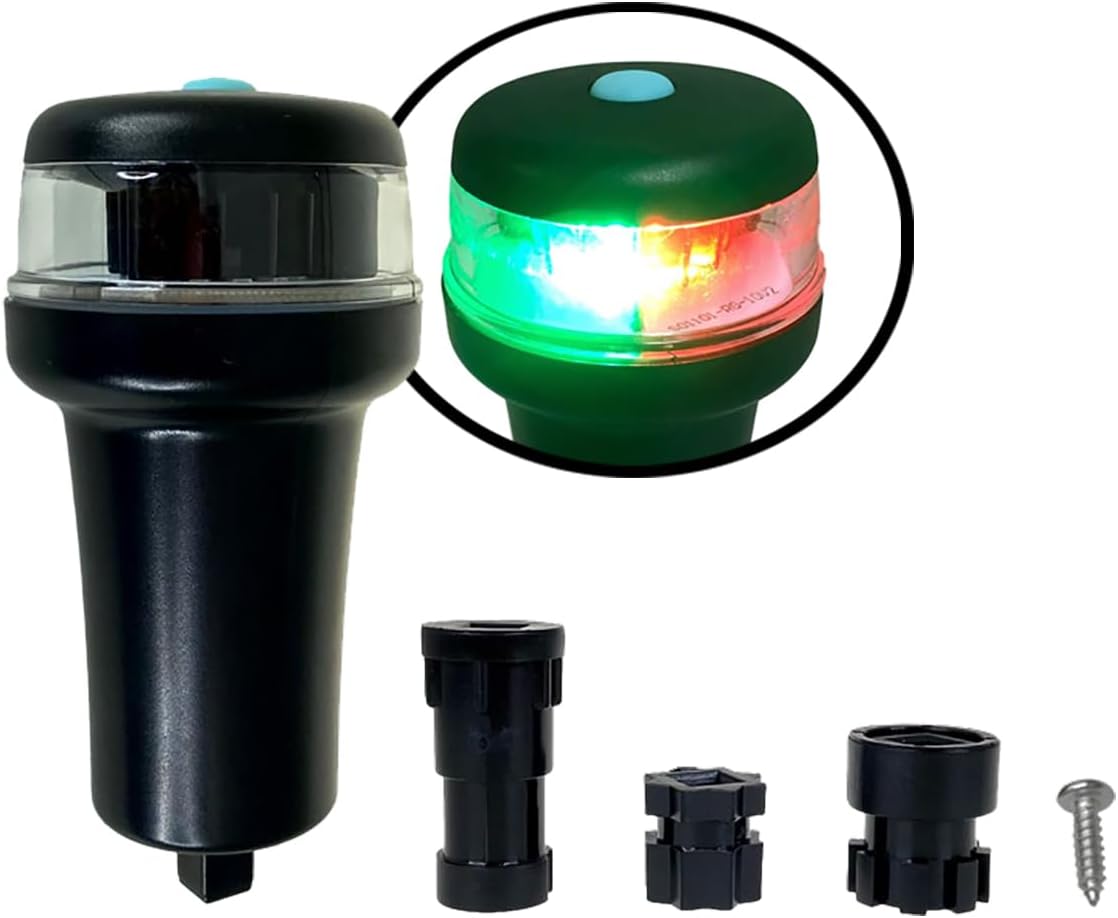 Pactrade Marine Luz de navegación de carcasa negra LED 3 AA funciona con pilas verde y rojo con adaptador barco inflable sin base adhesiva de