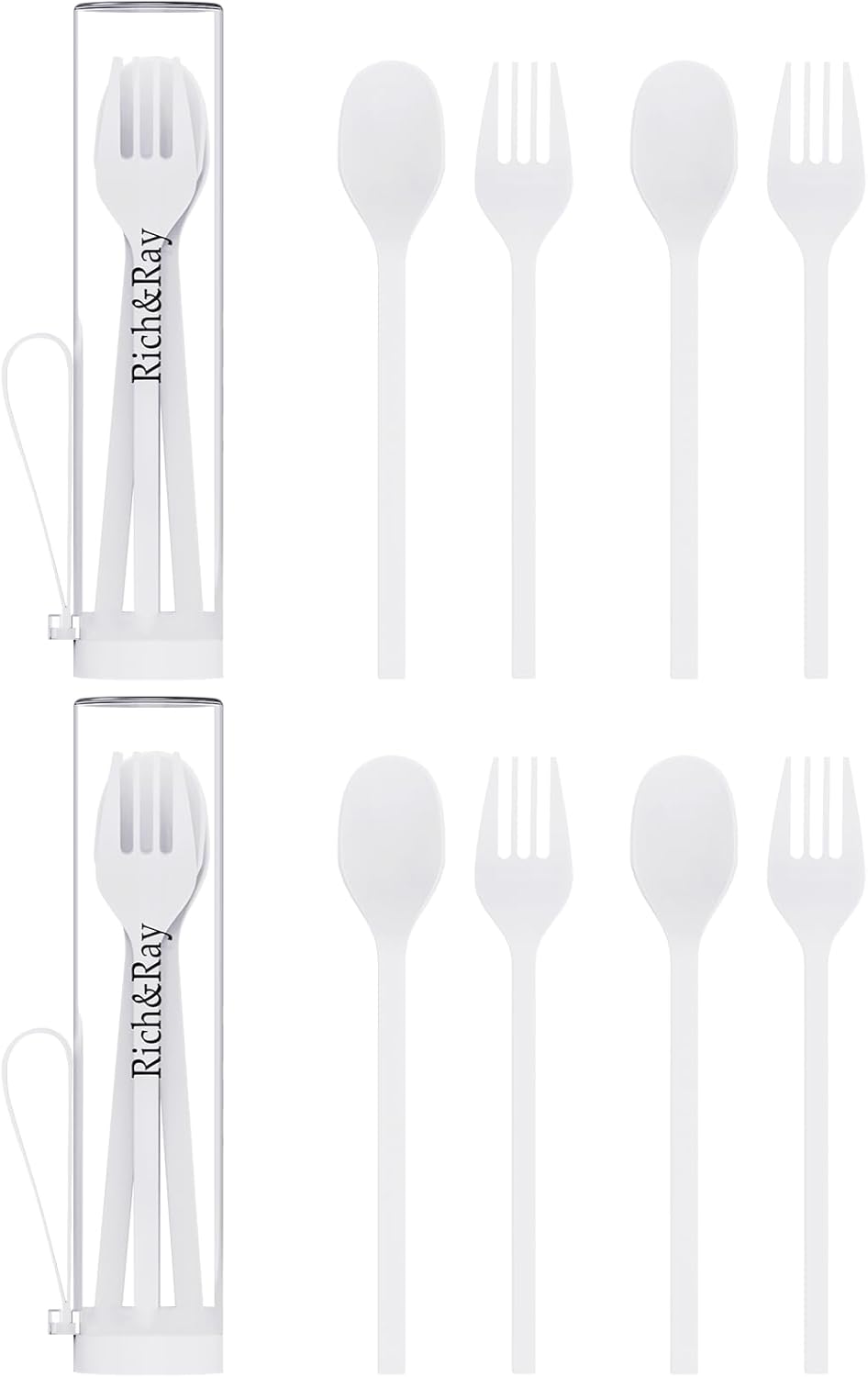 Juego de utensilios de viaje con estuche, accesorios de pícnic reutilizables, tenedor y cuchara, juego de cubiertos ecológicos sin BPA para niños y