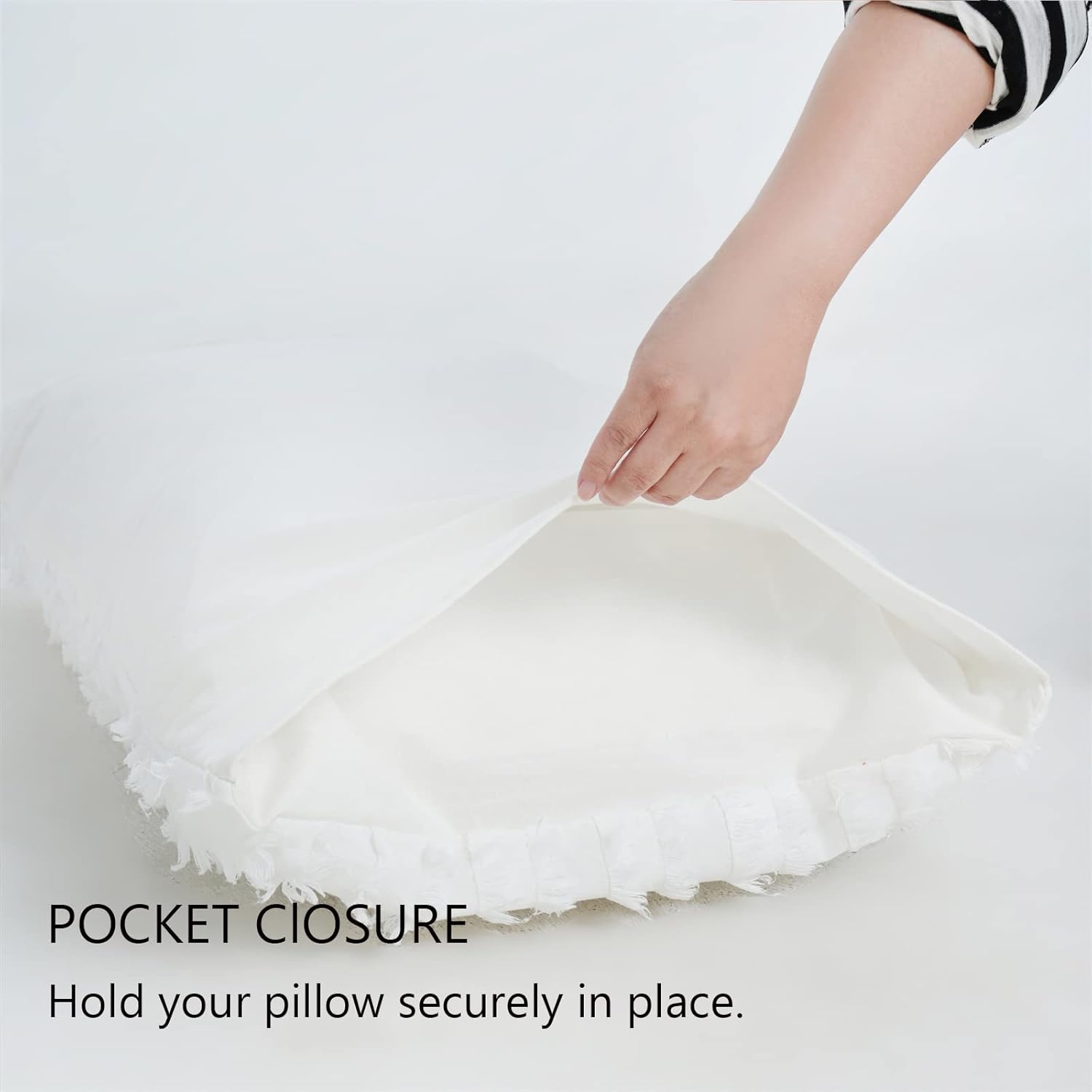 Herside Funda de almohada corporal, estilo bohemio, 100 % algodón, fundas de almohada blancas de 20 x 54 pulgadas, funda de almohada corporal de