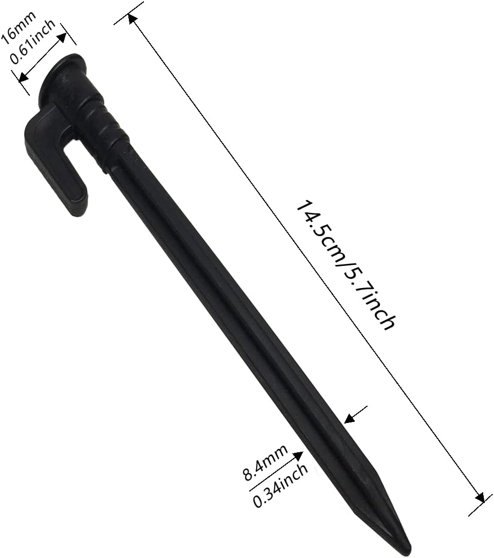 OMYZERO Paquete de 50 estacas de plástico de 5.7 pulgadas, estacas de anclaje de plástico resistentes para tiendas, estacas de arena, estacas de