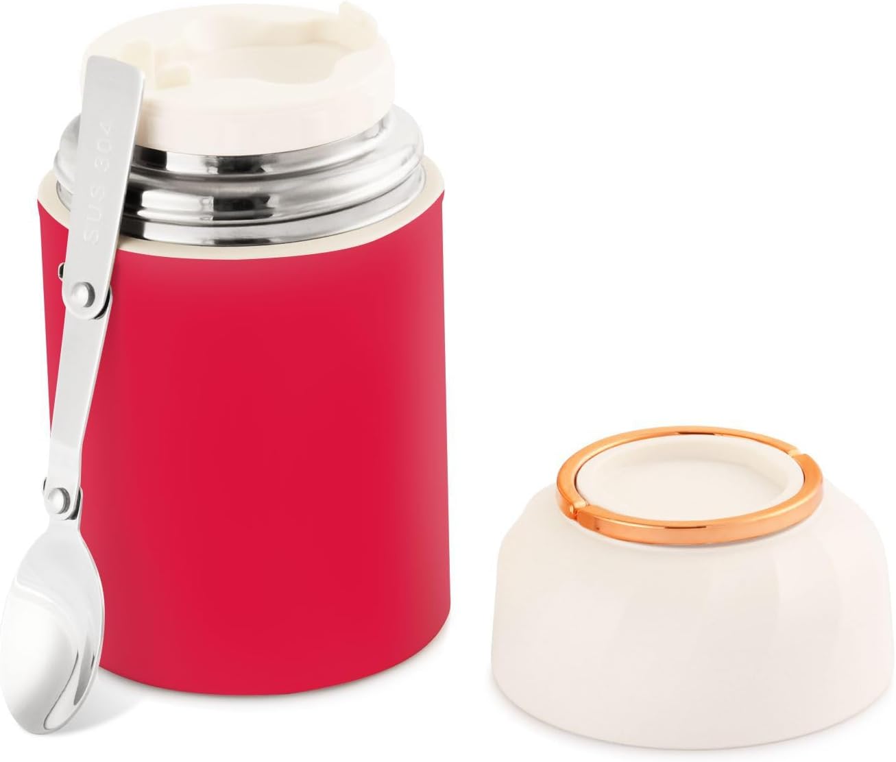 Crimson Kids – Recipiente aislado de alimentos para mujer con cuchara de 17 onzas  16.9 fl oz, lonchera aislada al vacío de acero inoxidable con