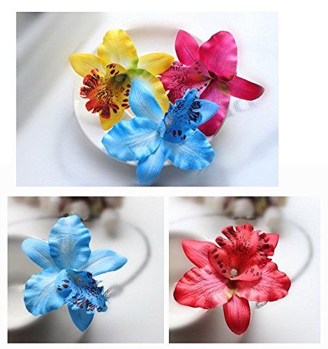 10 pinzas para el pelo de flores de gasa para mujer, diseño de mariposa, orquídea, cocodrilo, accesorios de boda, decoración de eventos de boda
