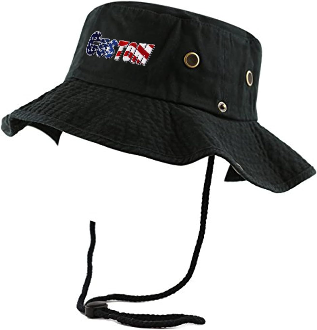 Logotipo bordado personalizado y texto Boonie sombrero de sol para hombre, protección UV, cubo al aire libre, sombrero de pesca para senderismo,