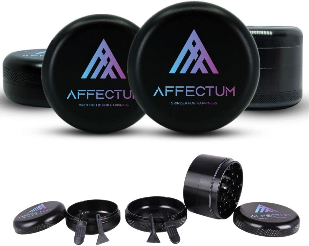 AFFECTUM Molinillo de especias 2.5 pulgadas – Molinillo de hierbas de material de aluminio (negro)