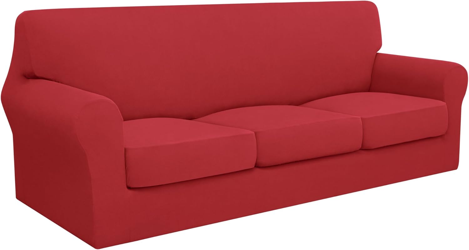 Easy-Going Funda elástica de gran tamaño, suave, 100 % impermeable, funda de sofá adicional para sofá de 3 cojines separados, protector de muebles a
