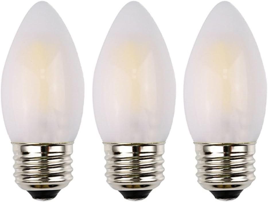 Bombilla LED C35 para candelabro, 2 W regulable, equivalente a incandescente de 25 W, luz blanca cálida de alto CRI, carcasa de vidrio esmerilado,
