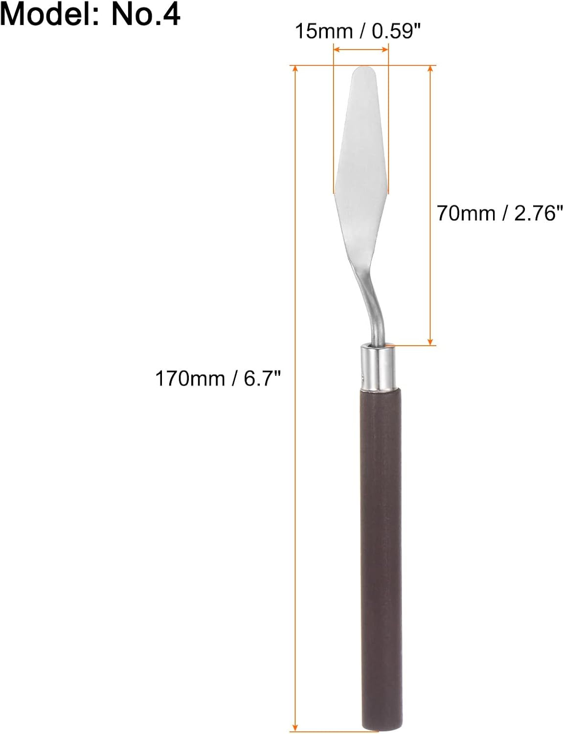 2 cuchillos de paleta n. 4 de 0.591 in de ancho, espátula puntiaguda grande de acero inoxidable, cuchillo de paleta de pintura con mango de madera