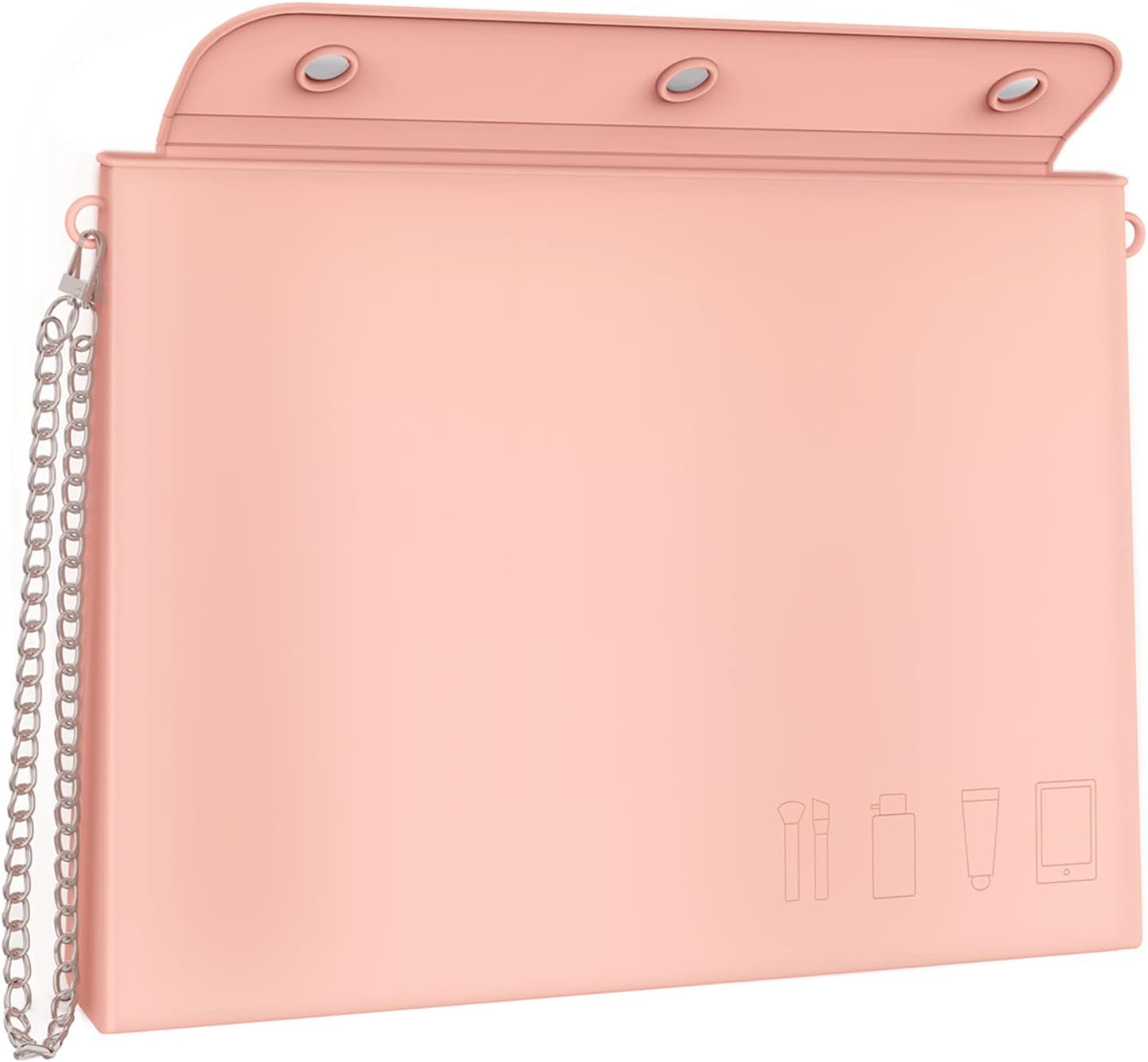 Bolsa de maquillaje de silicona, bolsa de maquillaje de viaje grande con solapa, bolsa de cosméticos de fácil transporte, bolsa de maquillaje de