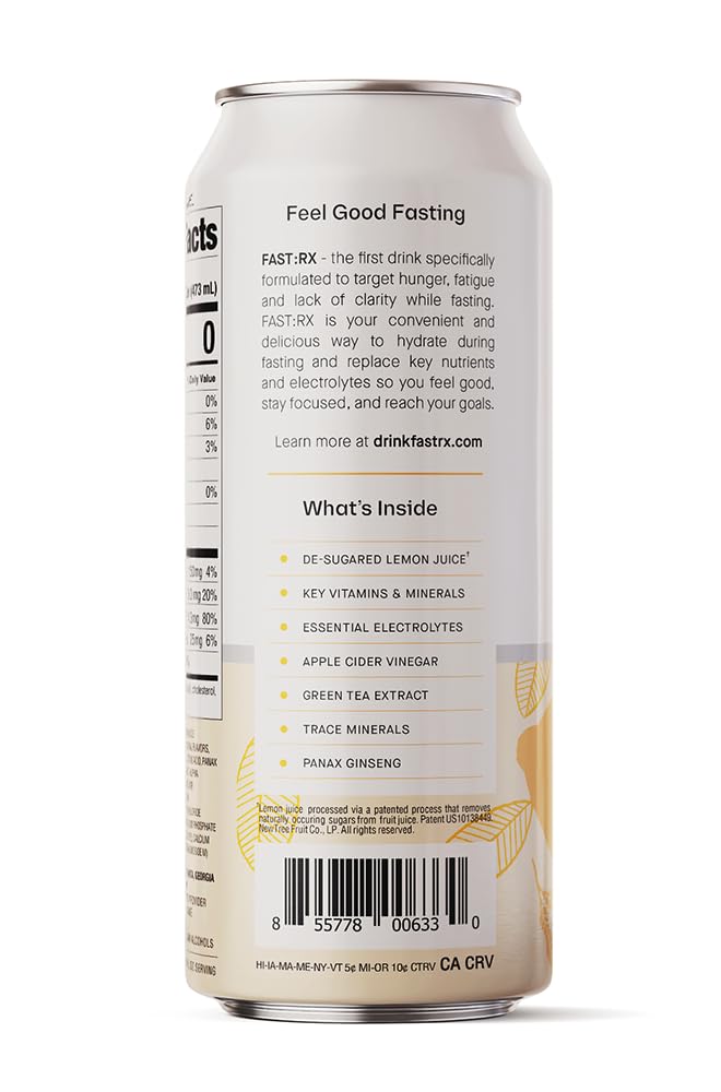 FASTRX – Bebida hidratante de limón espumoso, sin azúcar, para ayunarceto, 16 onzas líquidas (paquete de 12). Ingredientes que atacan el hambre,
