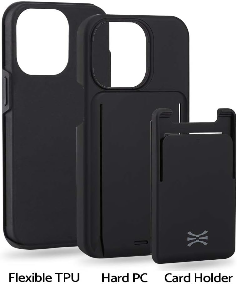 TORU CX PRO – Funda para iPhone 13 Pro con tarjetero  Cartera deslizante desmontable para 3 tarjetas  Funda protectora delgada a prueba de golpes