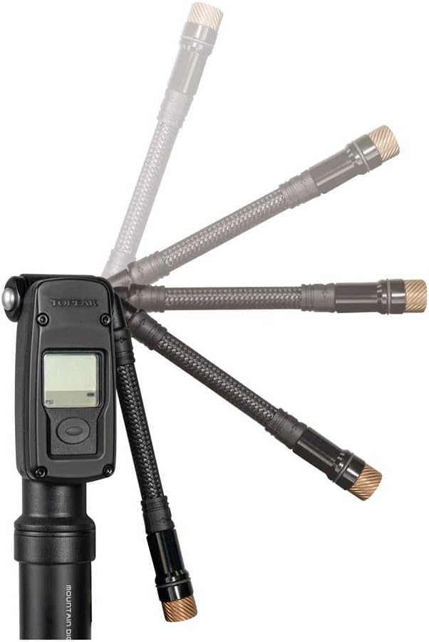 Mountain Digital 2Stage, neumático 2 en 1 y mini bomba de choque con medidor digital de 300 PSI20.7 bar, manguera trenzada, cabezal Pressure-Rite