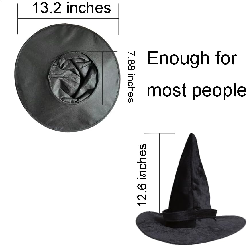 Sombrero de bruja con accesorio de disfraz para fiesta de Halloween