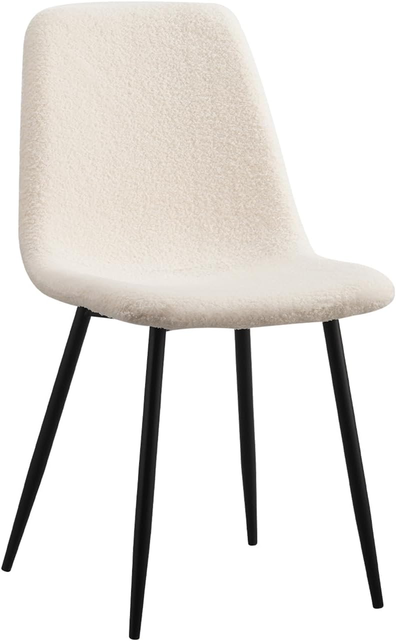 JALOURT Juego de 4 sillas de comedor blancas, sillas de comedor modernas de mediados de siglo, sillas de comedor de cocina, respaldo curvado, silla