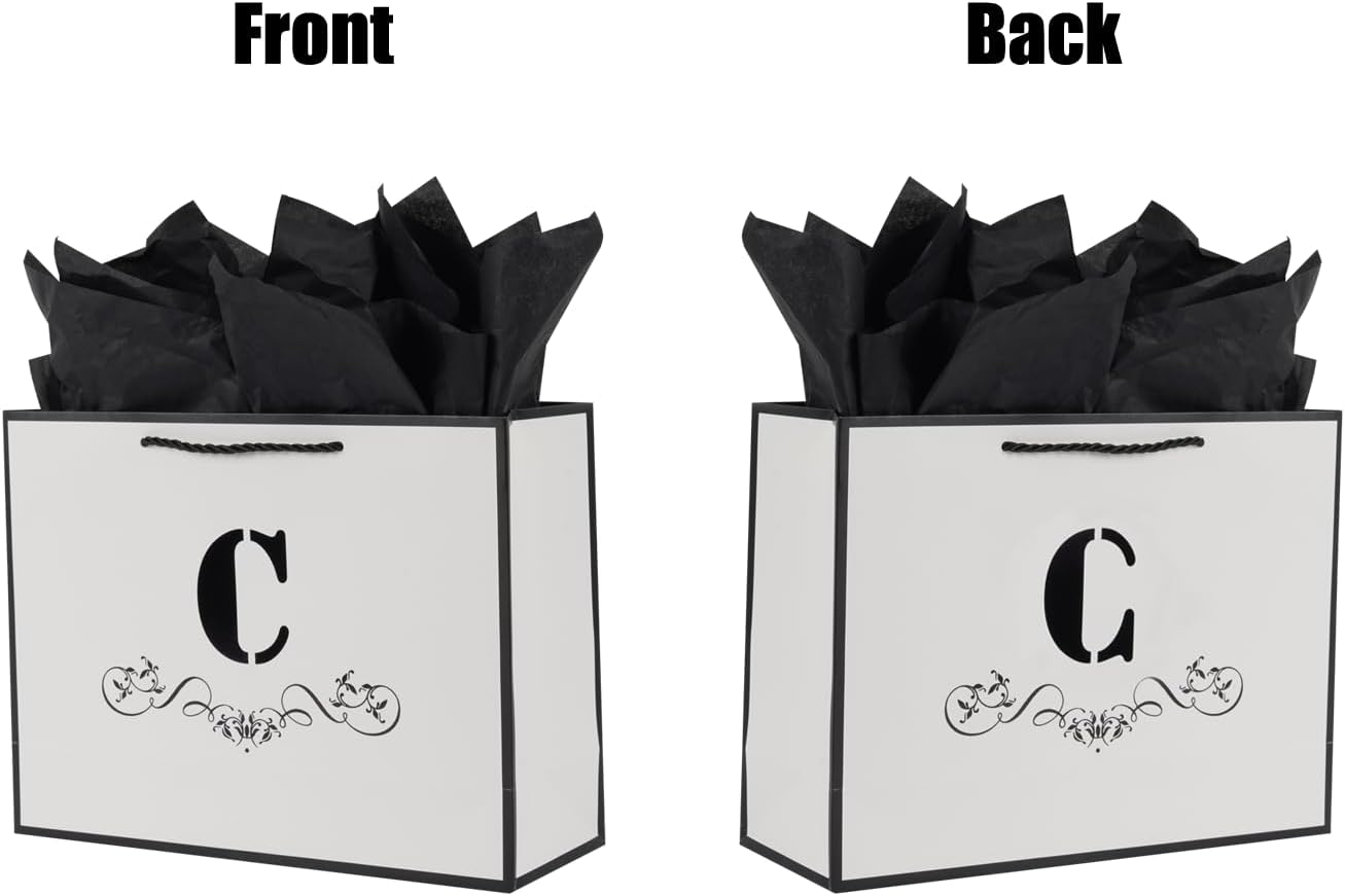 ysmile Bolsa de regalo de letras con papel de envoltura para hombres, mujeres, niños y niñas, bolsa de papel grande de 12 pulgadas para cumpleaños,