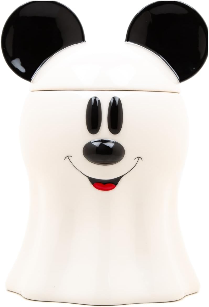 Disney Decoraciones Mickey Mouse Ghost Cookie and Candy Jar  Lindo regalo de cerámica para inauguración de la casa para hombres, mujeres y niños