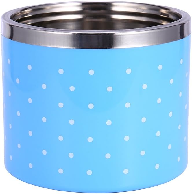 TOPINCN Bento Fiambrera Contenedor de acero inoxidable de 2 capas de aislamiento térmico térmico Fiambrera Contenedor de comida caliente