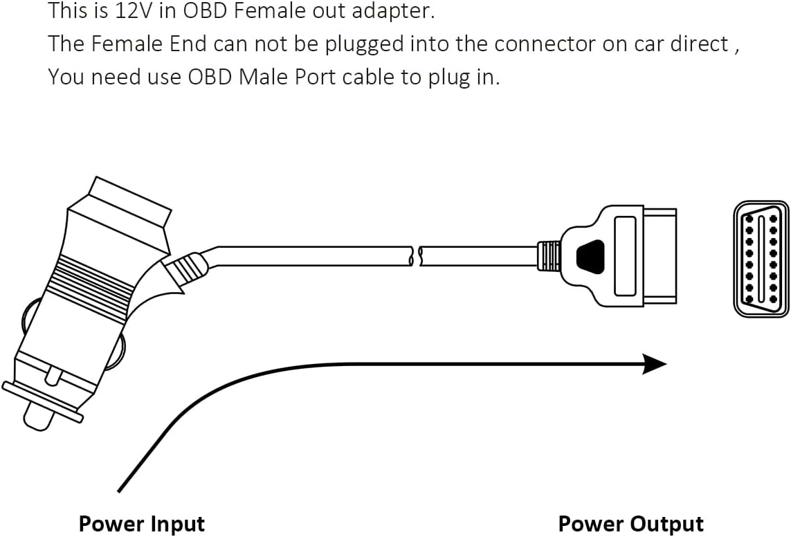 Encendedor con botón de interruptor a OBD2 16Pin conector hembra ECU Cable 12V DC Fuente de alimentación (1M3.3ft) Cambiar encendedor de cigarrillos