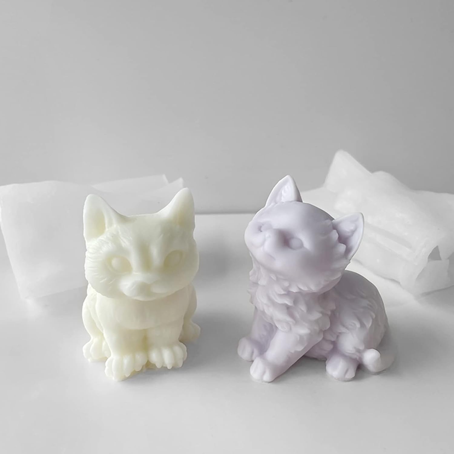 Moldes para velas de gato sentado, molde de silicona de animales 3D para hacer velas, bricolaje hecho a mano, jabón hecho a mano, molde de resina