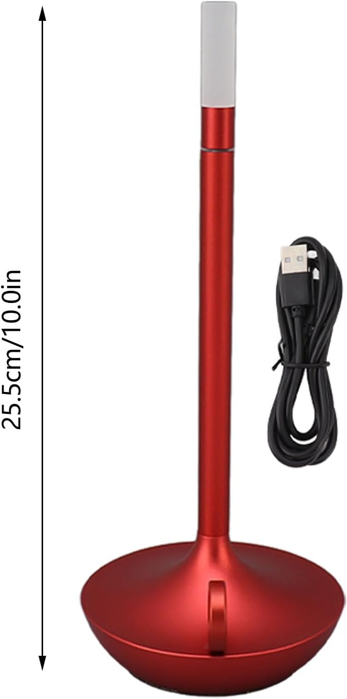 Hyuduo Lámpara de mesa inalámbrica, innovadora forma de vela, lámpara de escritorio LED recargable con 3 niveles de brillo, aspecto elegante para