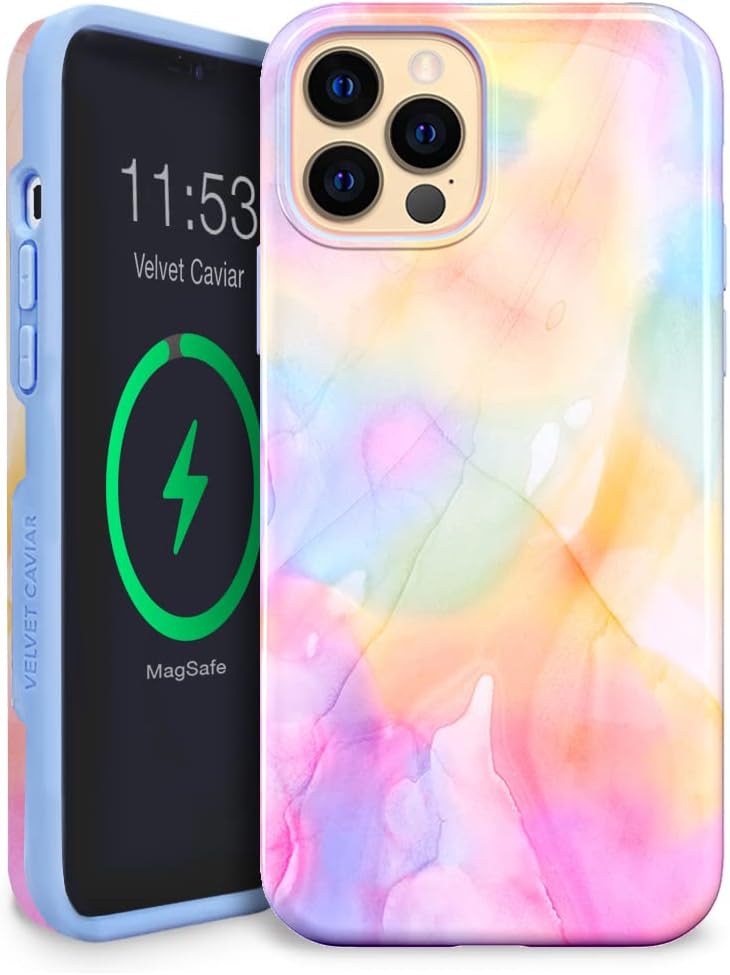 Velvet Caviar Funda diseñada para iPhone 13 Pro, teñido anudado pastel probada en caídas de 10 pies compatible con MagSafe – forro protector de