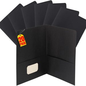 1InTheOffice Carpetas de 2 bolsillos, carpetas de dos bolsillos con bolsillos, carpetas de presentación, tamaño carta, negro, (paquete de 20) 1InTheOffice Carpetas de 2 bolsillos, carpetas de dos bolsillos con bolsillos, carpetas de presentación, tamaño carta, negro, (paquete de 20)